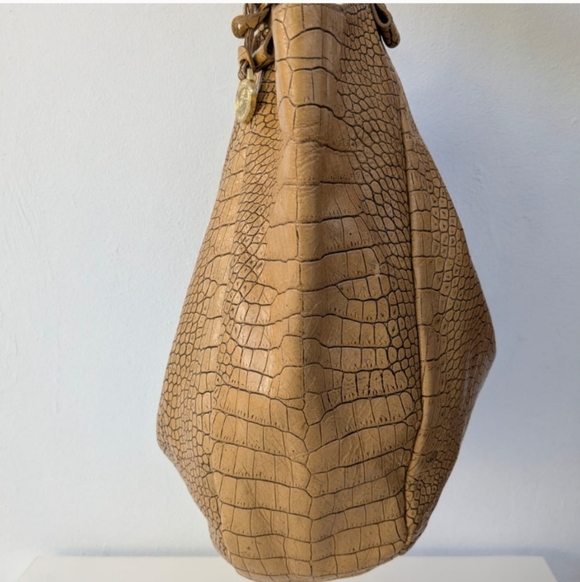 🍍Brahmin Camel Croc-Embossed TanHobo Bag - Picture 3 of 11